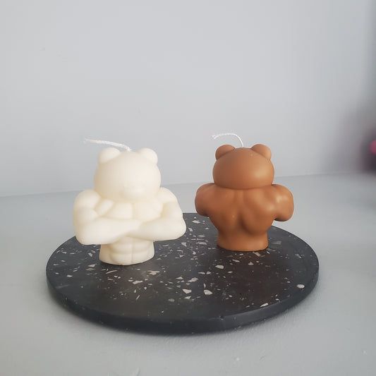 Buff bear candle