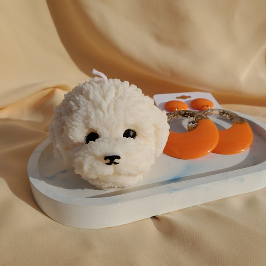 Bichon candle - dog head