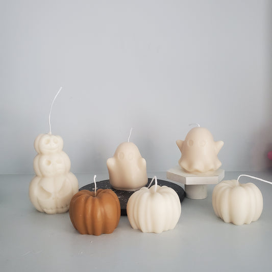 pumpkin candle, Halloween decor, cute ghost candle
