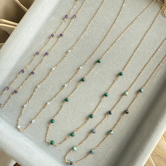 Turquoise necklace, malachite necklace 