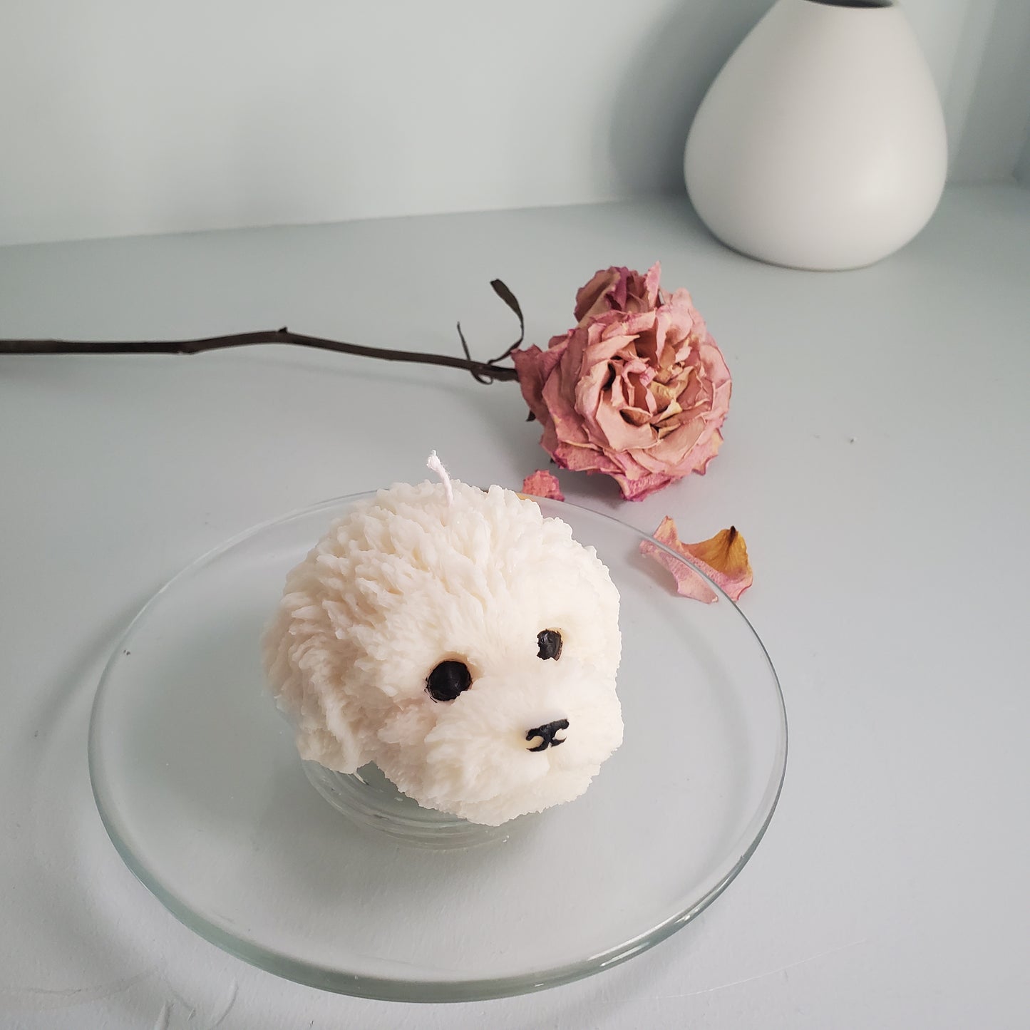 Bichon candle - dog head