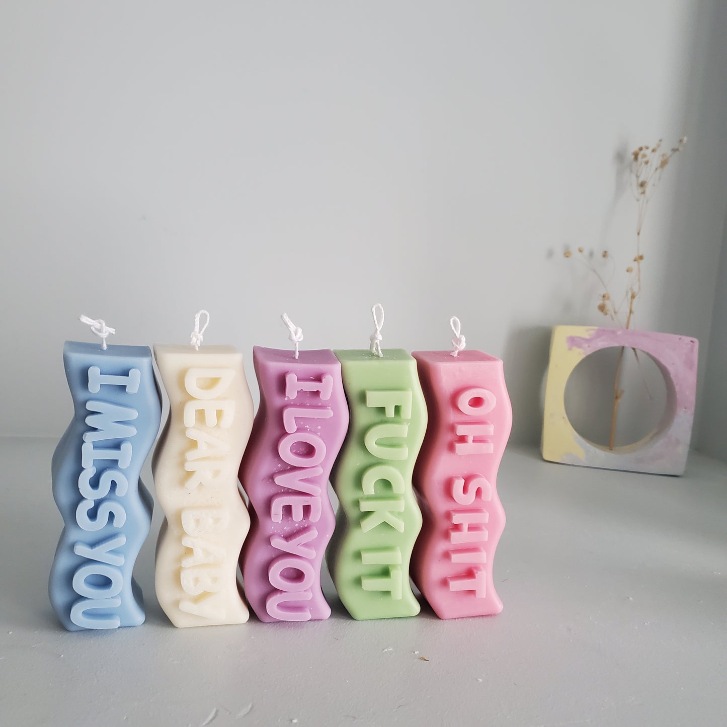 Love phrase candle